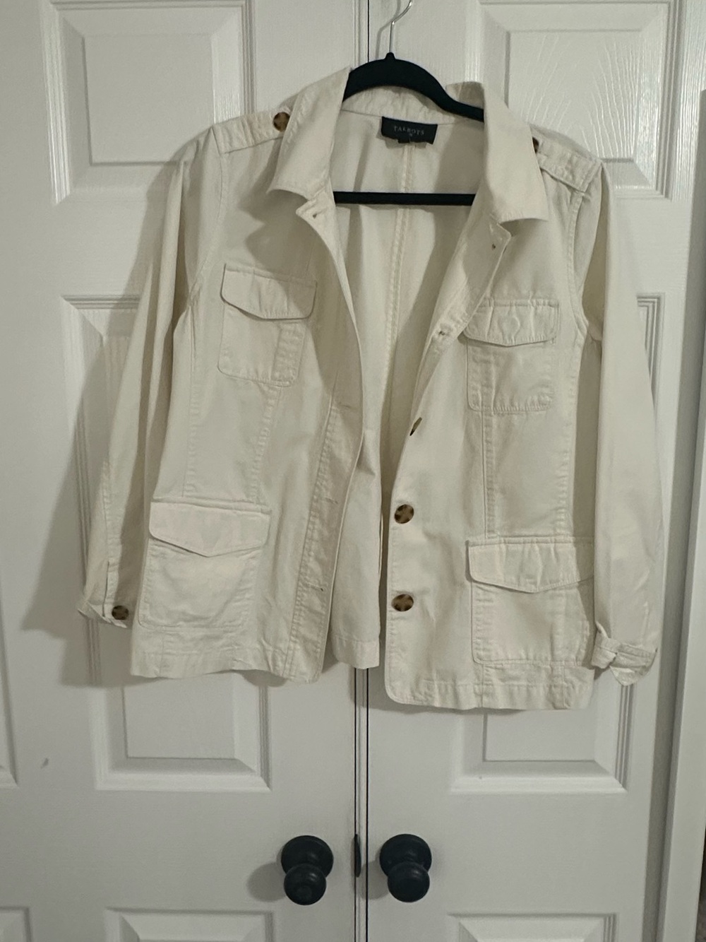 Talbots Off-White Utility Jacket with Button Front